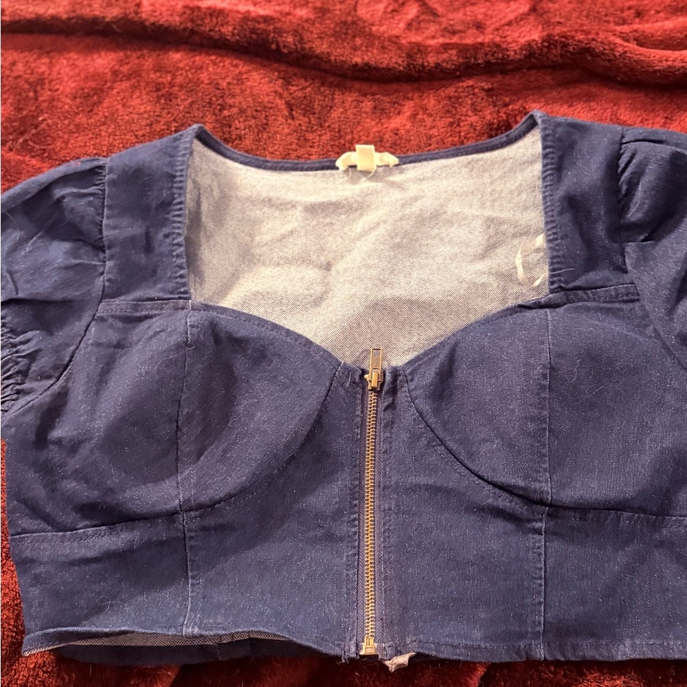 Derek Heart Blue Crop Top